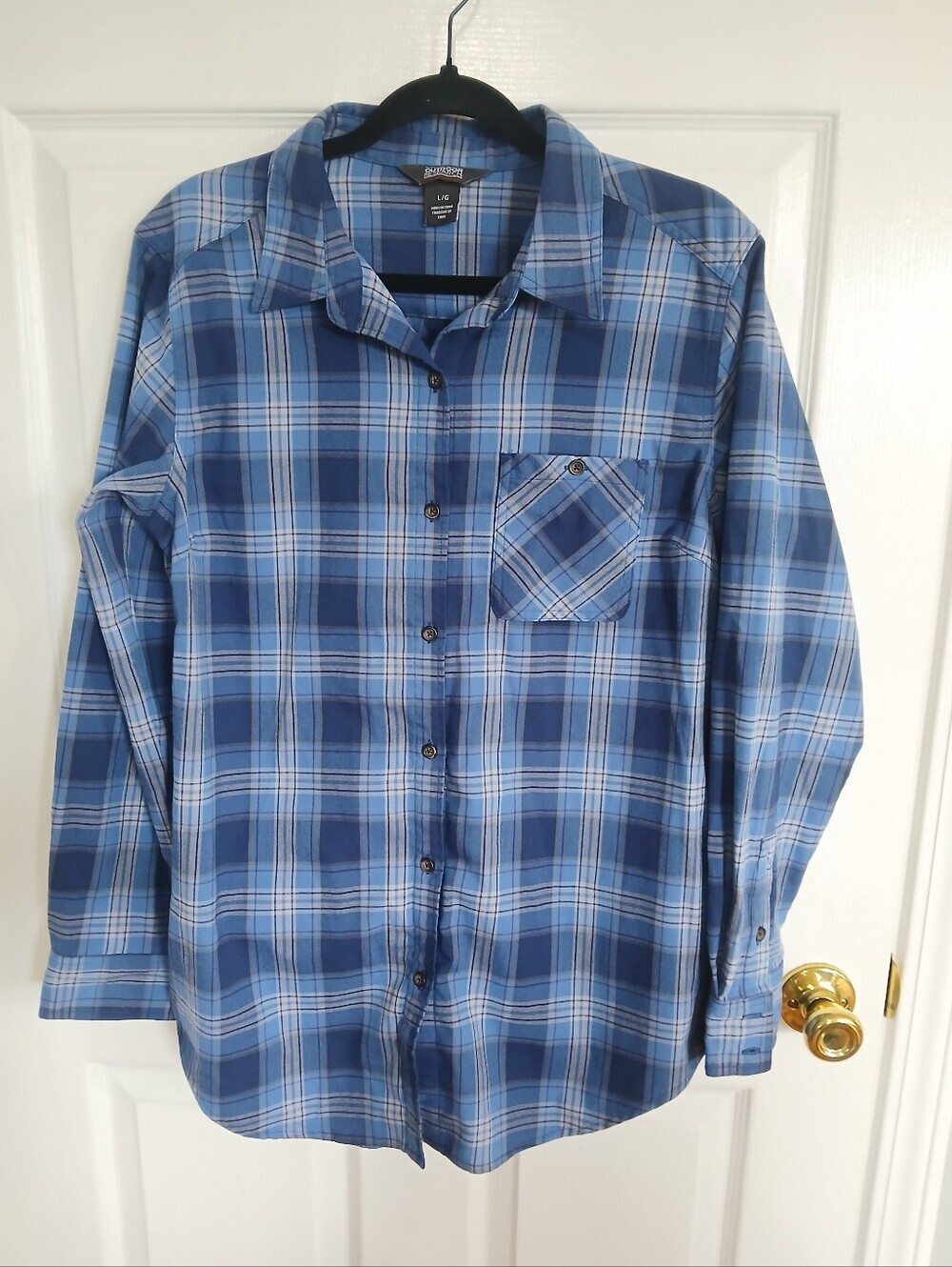 Outdoor Research Blue Plaid Button-Down Shirt - Men's Hiking Outdoor Casual